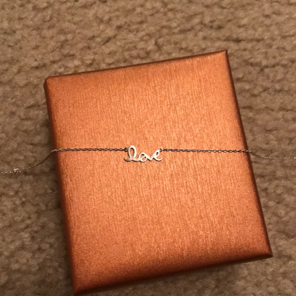 Silver cursive “love” necklace